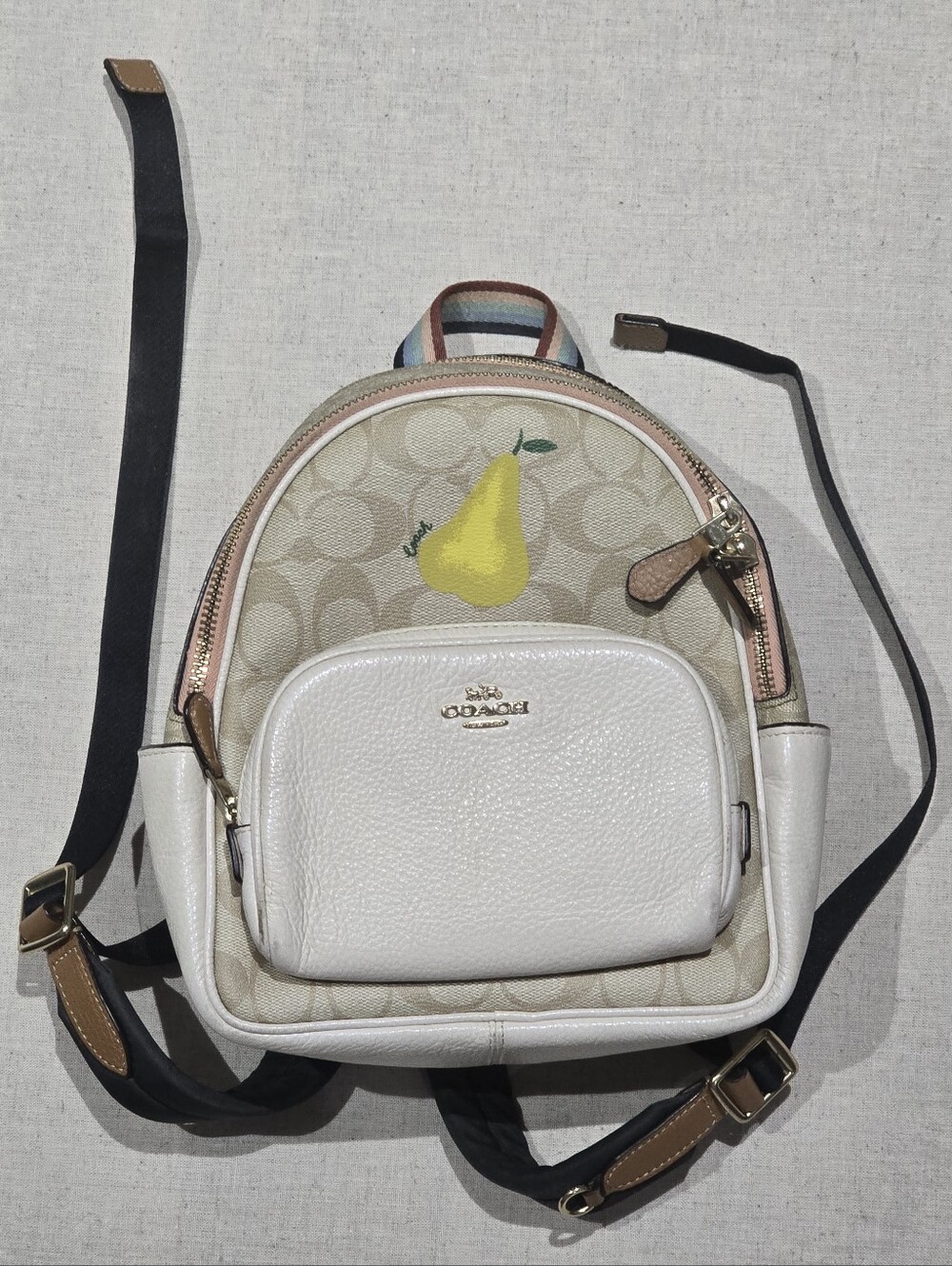 Coach Womens Mini Court Backpack With Pear Print
